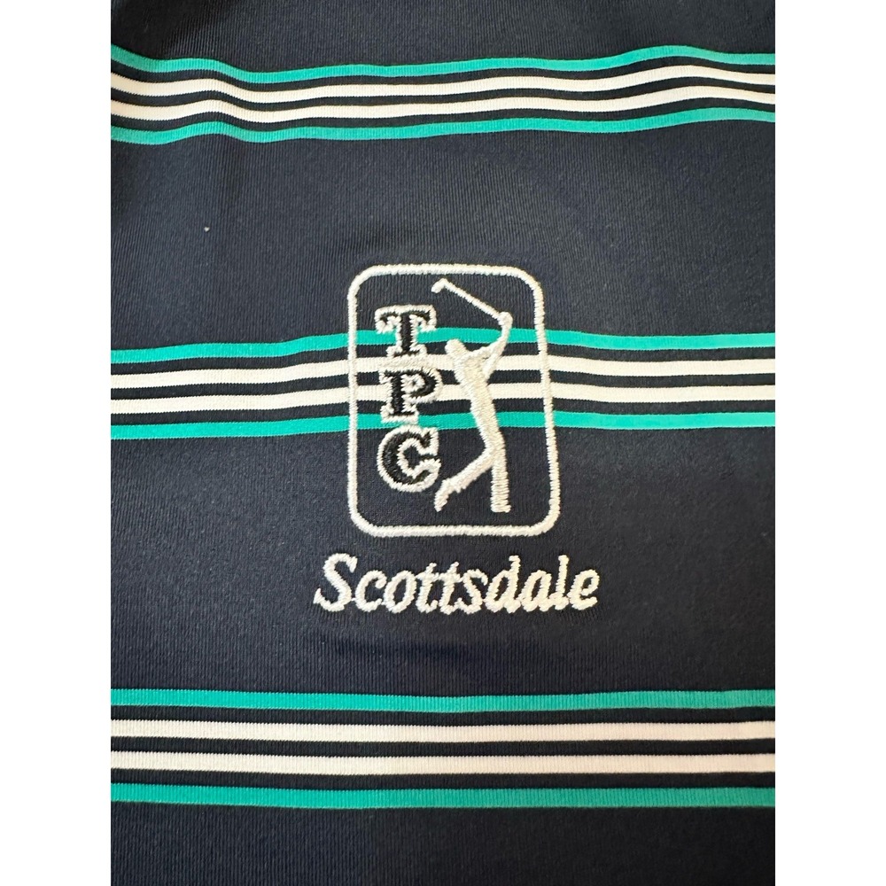 Footjoy Polo Large Blue Striped TPG Scottsdale Short Sleeve Golf Logo - Picture 4 of 11